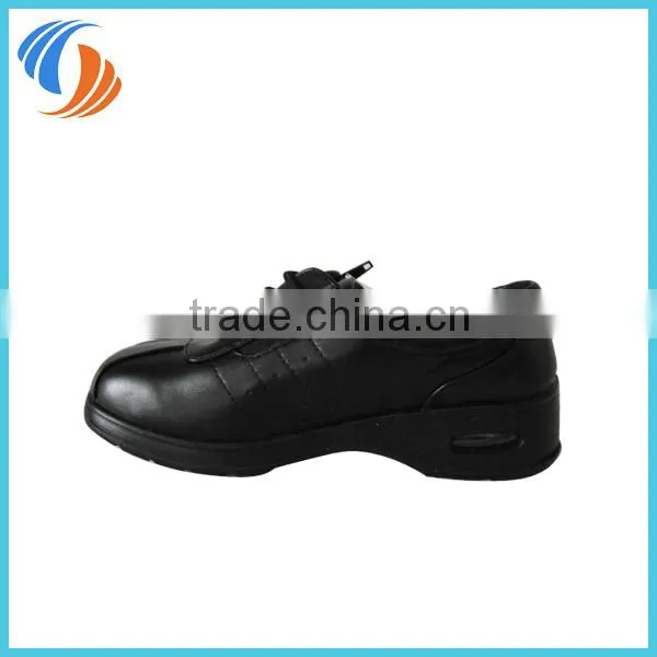 Women Black Lace Up Zipper PU Leather Shoes Air-Cushioned shoes