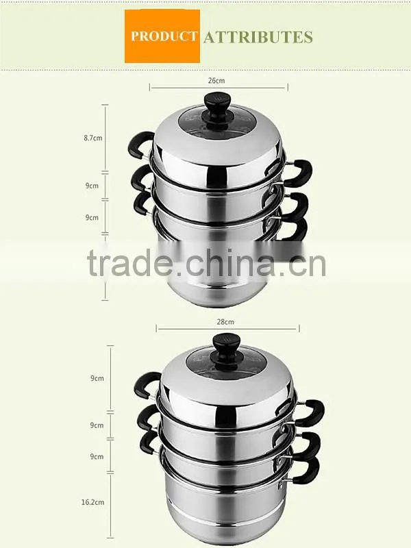 Multi-purpose Three layers large stainless steel food steamer