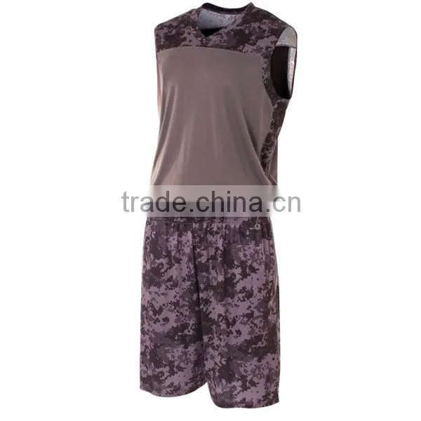 wholesale camouflage basketball uniform with sublimation and low moq