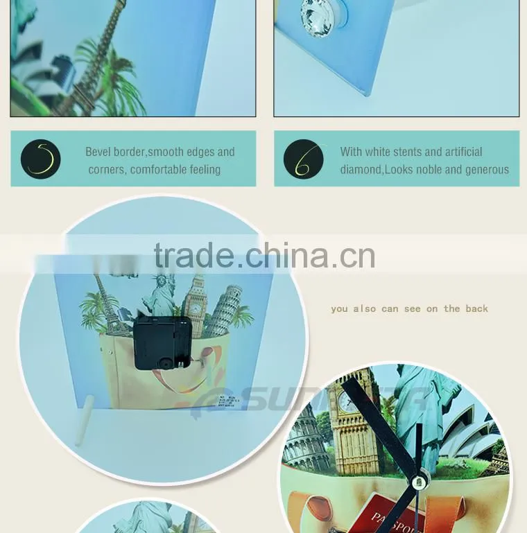 Sunmeta factory directly blank sublimation square glass photo frame with clock BL-26