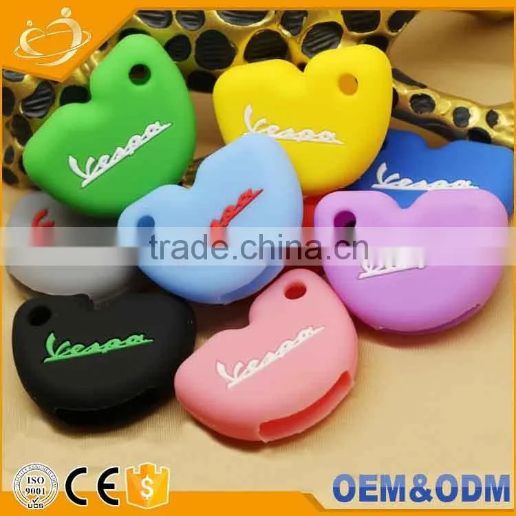 Silicone Rubber Key Cover Cap Shell Skin Protector Keyring Keychain For Vespa