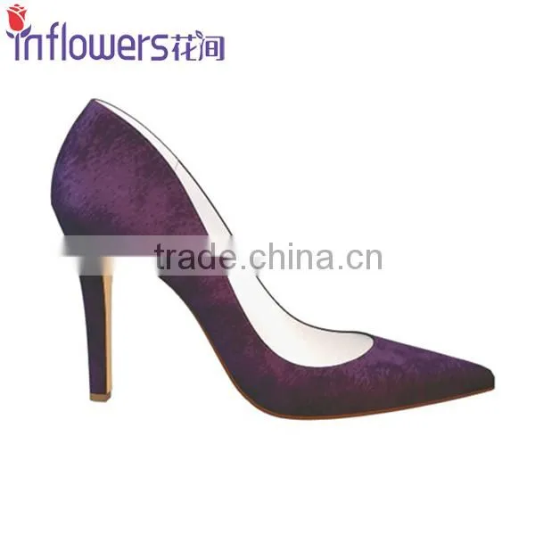 Purple satin materal eneglat women high heel shoes