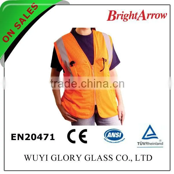 100% polyester EN 20471 safety reflective girl's reflective hunting vest for usa from china