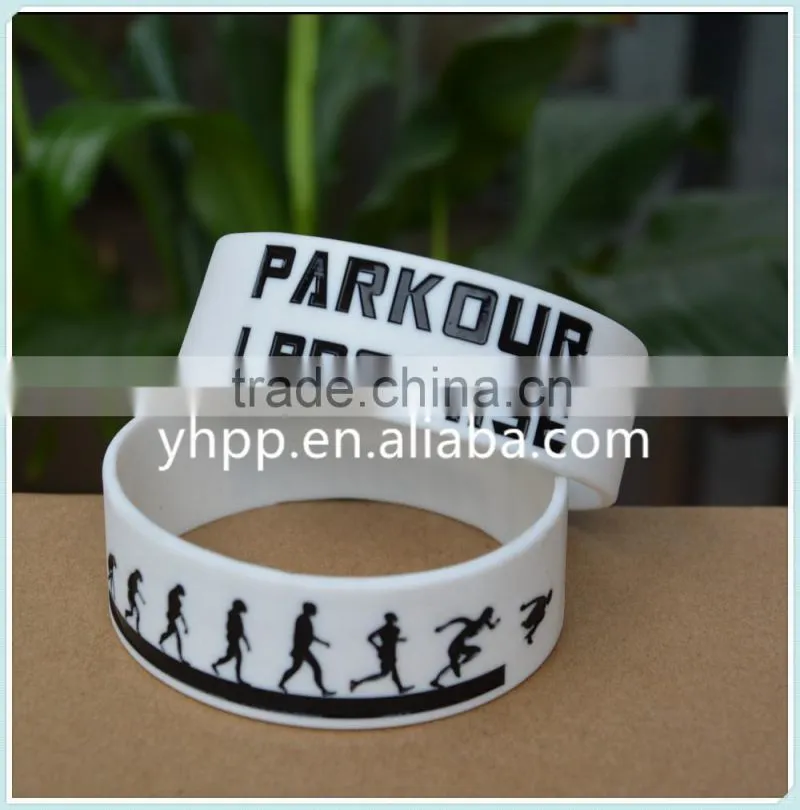 Custom Design Parkour I Promised Silicone Wristband Bracelets for Sport Adult Size 1" Wide