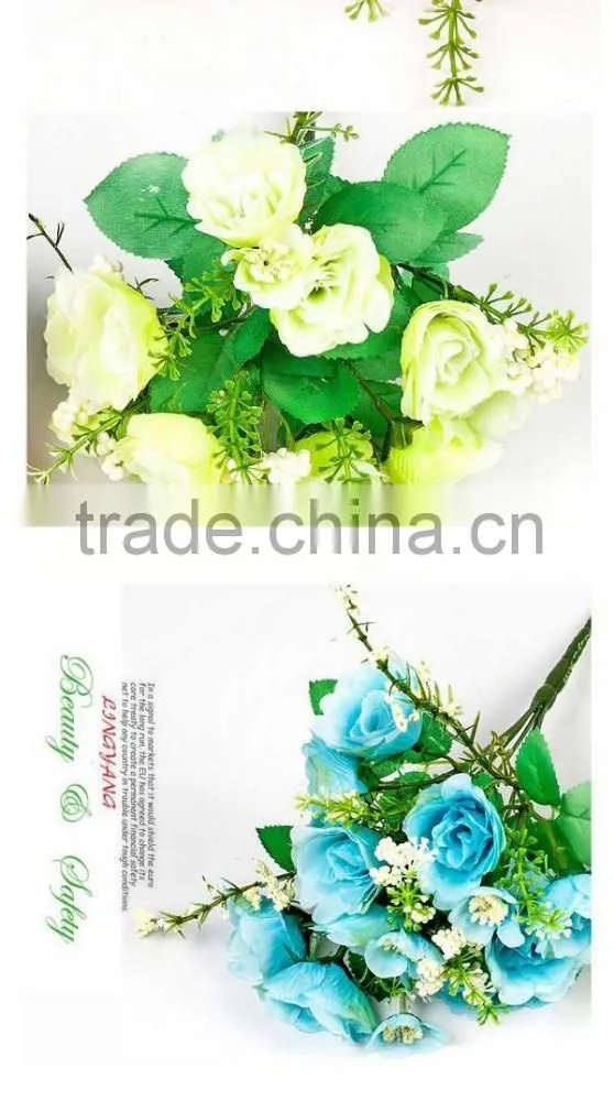 10 heads artificial begonia, 27 cm royal blue artificial flowers for home decor