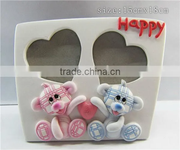 Resin double love heart shaped photo frames