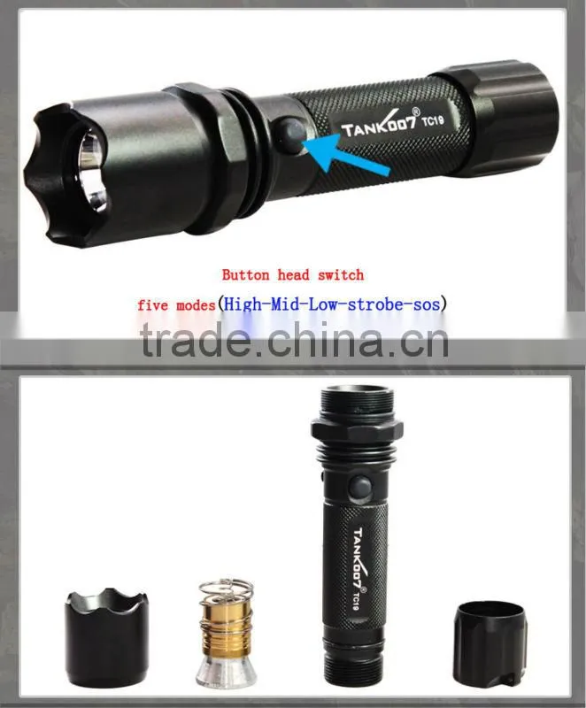 Q5 LED Cree Flashlight Charger 3.7V Battery Rechargeable Flashlight TC19