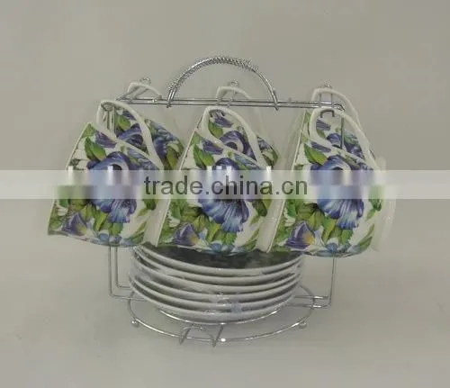 Factory directly sale modern tea cup and saucer flower color