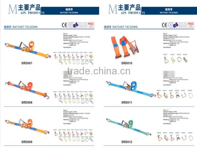 CE GS Ratchet tie down lashing straps cargo lashing belt cargo lashing straps