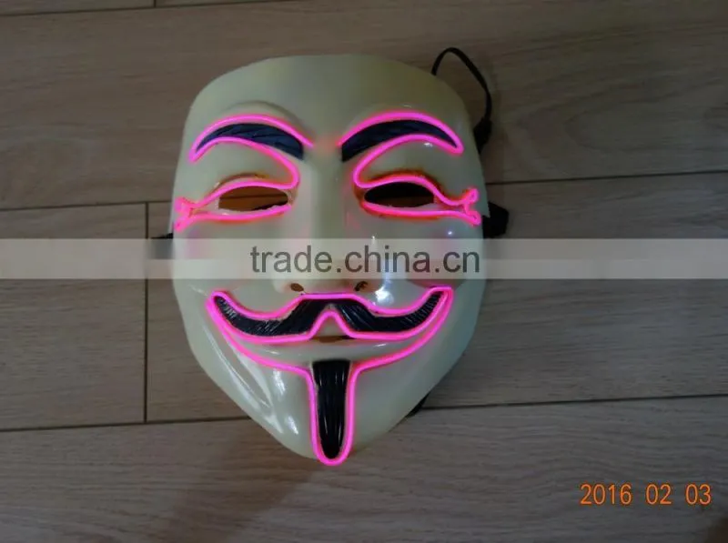 V for Vendetta el wire mask / EL wire halloween mask / EL WIRE Masquerade Face Mask