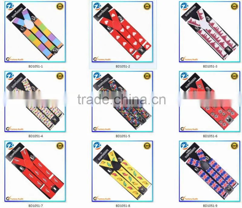 Fahion British Flag Printed Elastic Wedding Wen And Women Braces Suspenders