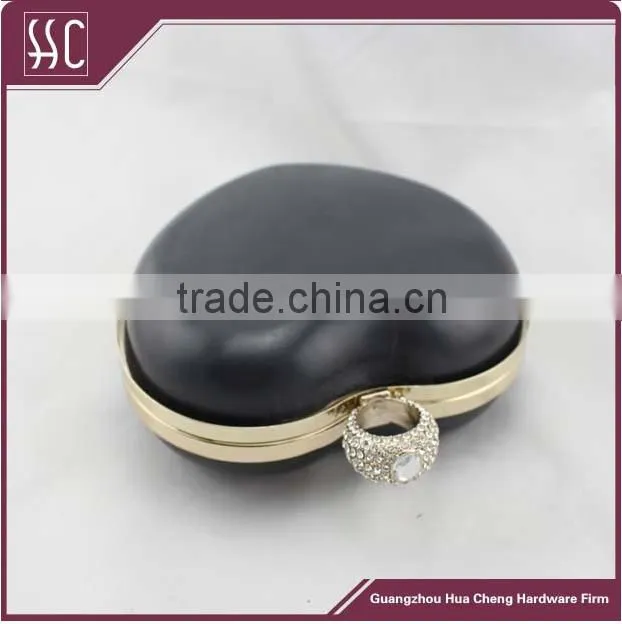 150*123mm heart shape box shell purse frame with rhinestone box clutch frame