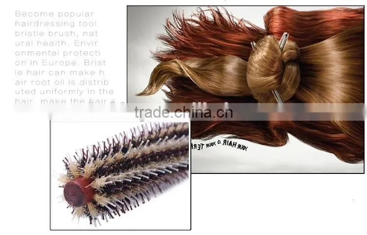 Roll Hair Care Brush Hairdressing Styling Curly Comb With Wooden Handle
