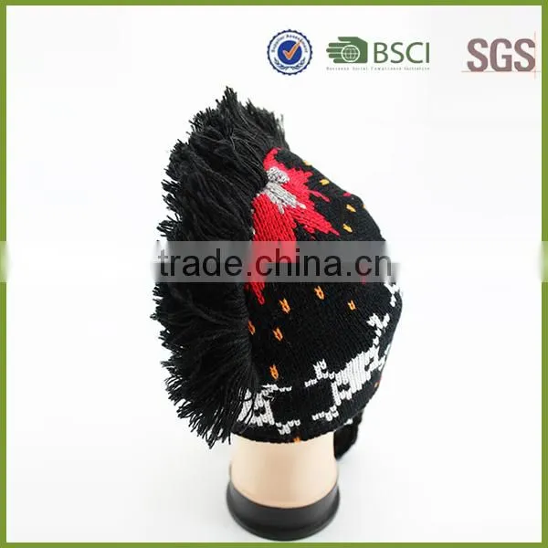 Patch Label Wholesale Winter Custom Beanie Hats With Top Ball