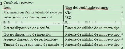 maquinaria para fabricacion de tuberia de arbusto riego (con incrustrintos clumno)