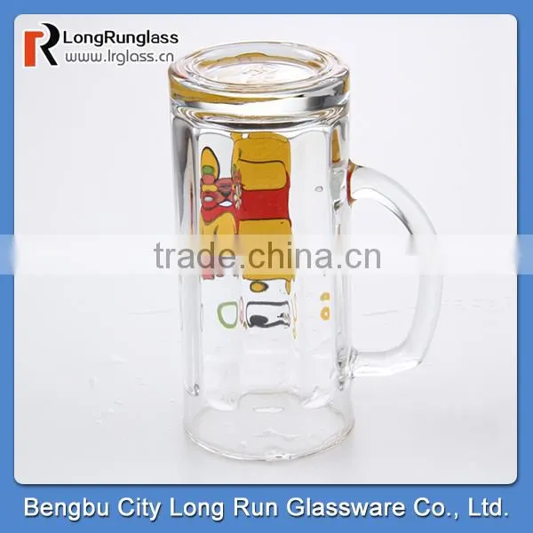 LongRun 13oz cartoom sprinting glass mug with lid