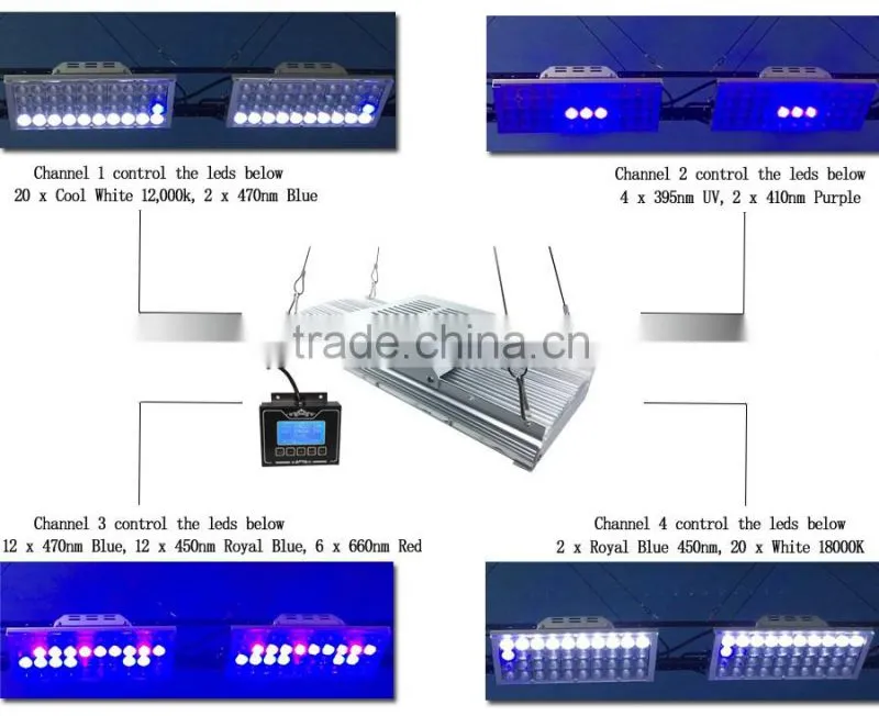 2PC Dimmable Full Spectrum 200W LED Aquarium Light Fish Tank Reef Coral Lamp, Wifi Remote Control