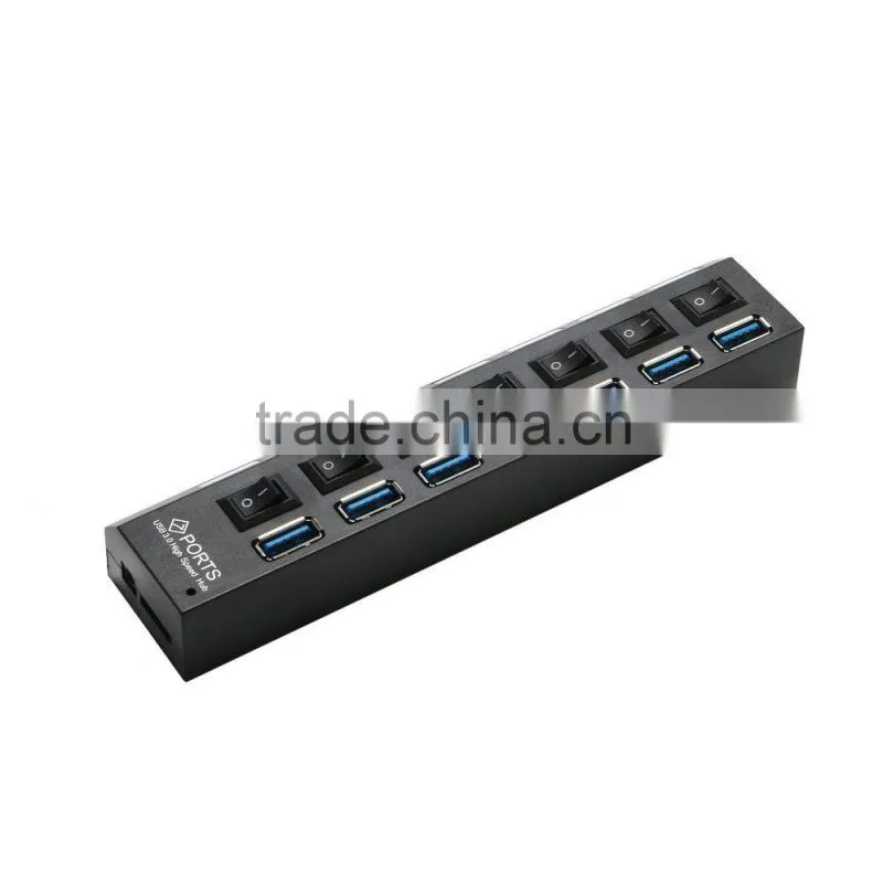 New 7 Ports USB 3.0 Hub with On/Off Switch+ for PC laptop