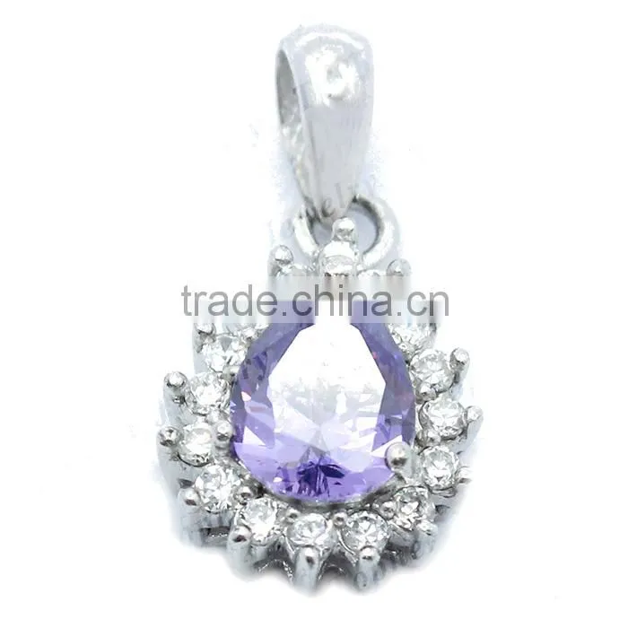 Sterling Silver Jewellery pear shaped diamond pendant
