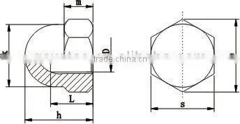 DIN1587 hex Dome nut with zinc plated