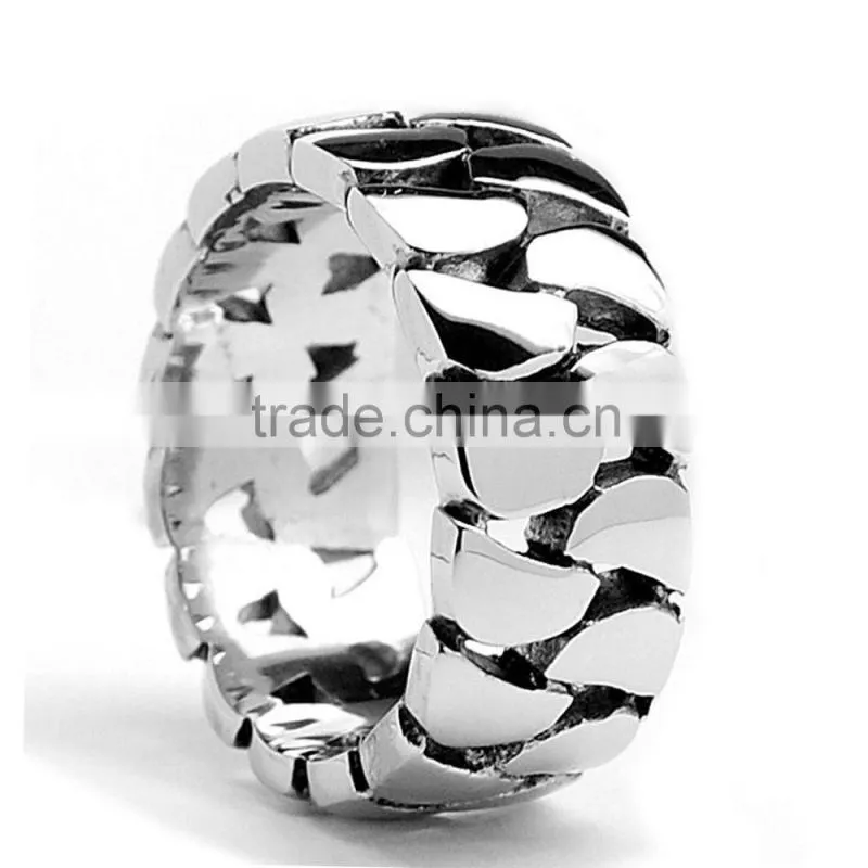 Jingli Jewelry stainless steel cast cuban curb link mens rings (HF-010)