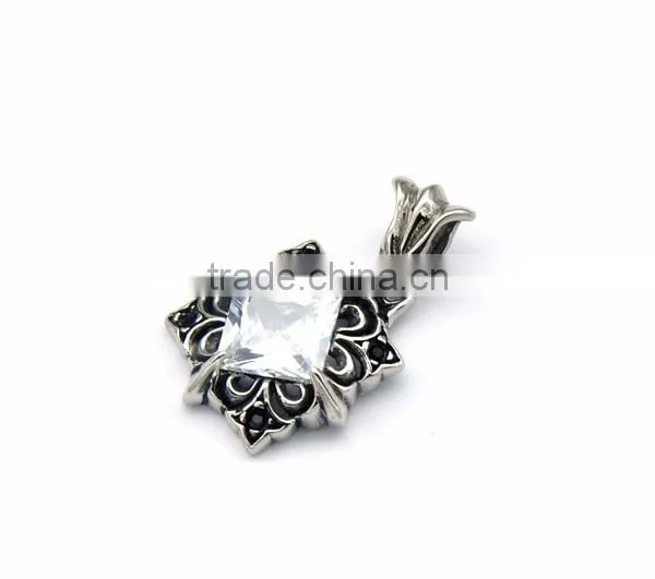 Classic Mens Antique Stainless Steel Religious Charm Diamond Jewelry Black Cross Pendant Necklace