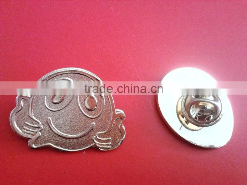 gold smile lapel pin with safety pin back