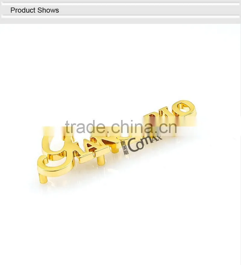 Popular gold custom handbag logo small metal letters for bags