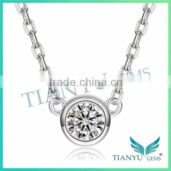 925 Sterling Silver Necklace White Round Billirant Cut Moissantie Diamond Pendants Charms for Jewelry