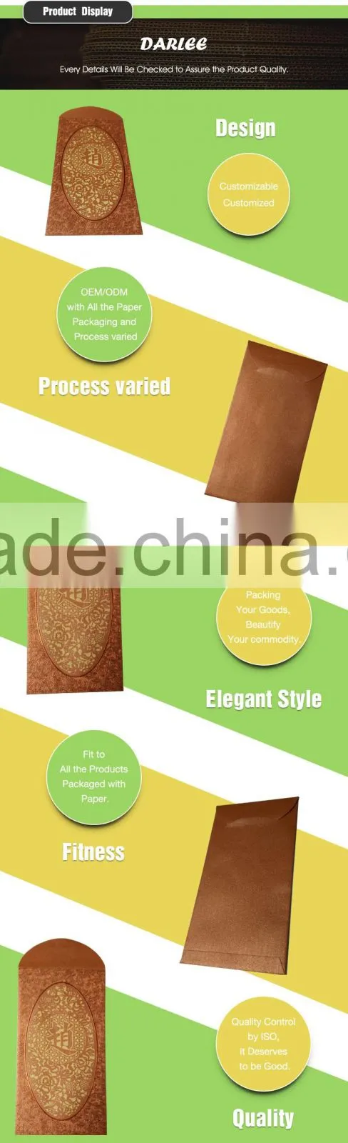 2016 Chinese new design hot stamping custom handmade luck red pockets for wedding