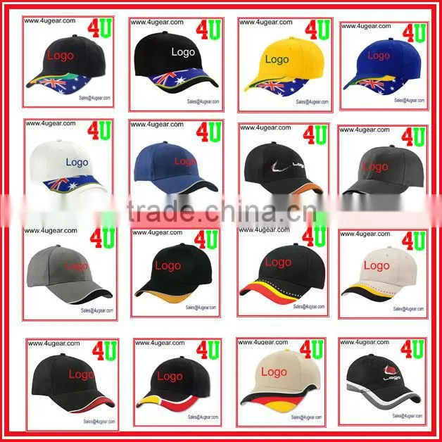 long bill 6 panel cotton promotional custom baseball cap