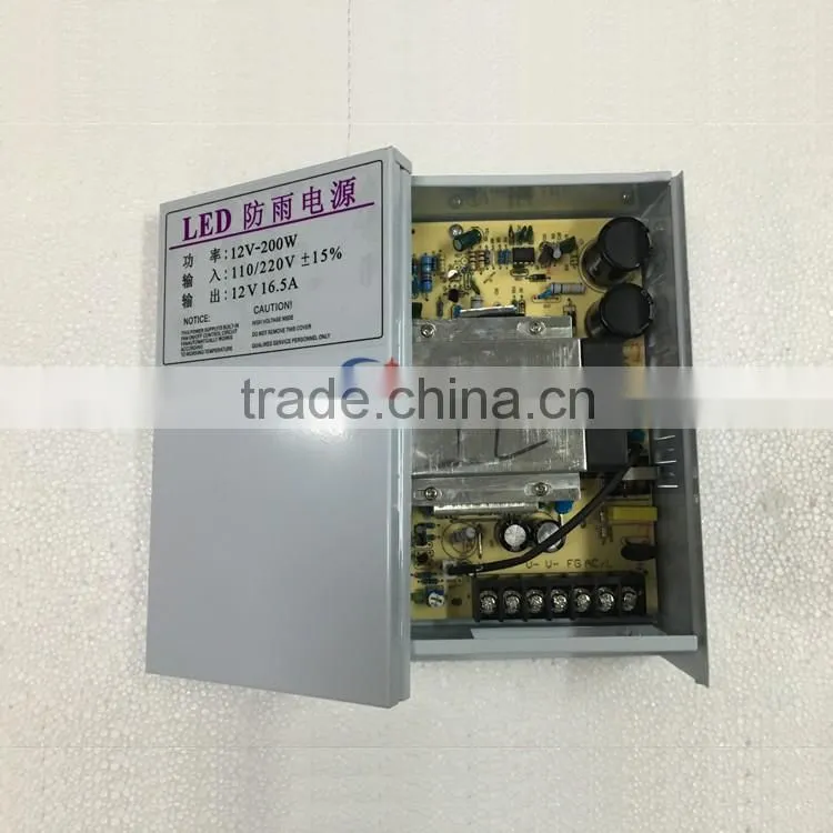 200W 12V Constant Voltage Rainproof LED Switch Mode Power Supply With CE RoHS