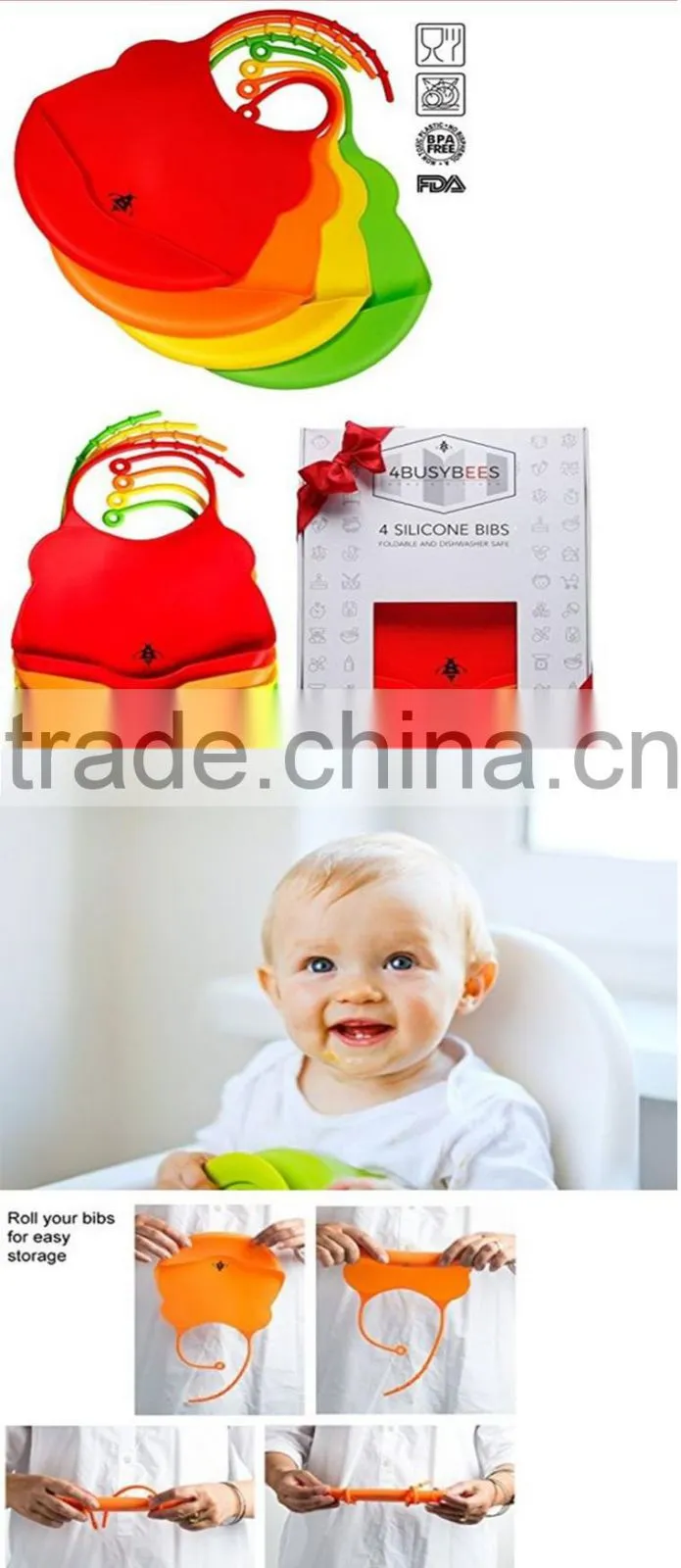 Cute Kids Kitchen Fabric Apron Lovely Child Pinafore / Silicone Baby Bib Comfortable And Keep Cloth Clean