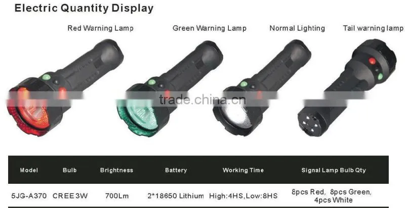 5JG-A370 RGW led 3w signal torch 210Lm Police Flashlight Torch