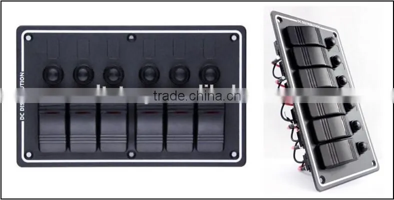Excellent 6 Gang 12V 24V Aluminum LED Rocker Switch Panel With Circuit Breakers