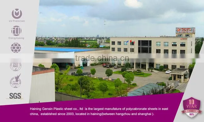 Gensin 10-year warranty UV resistant 8mm triple wall polycarbonate hollow sheet 2100*5800mm
