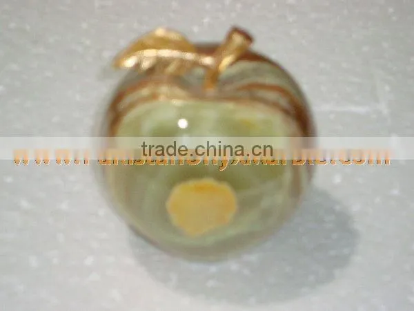 Most Amazing WHOLESALE 2017 NATURAL STONE ONYX APPLE WITH BRASS LEAF HANDICRAFTS