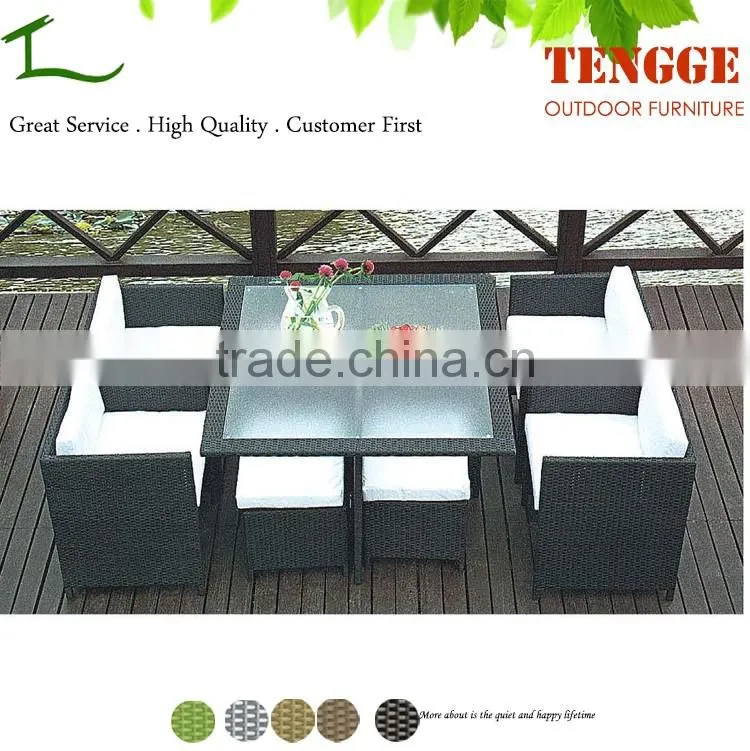 YH-5121 outdoor furniture rattan space-saving dining table and chair set