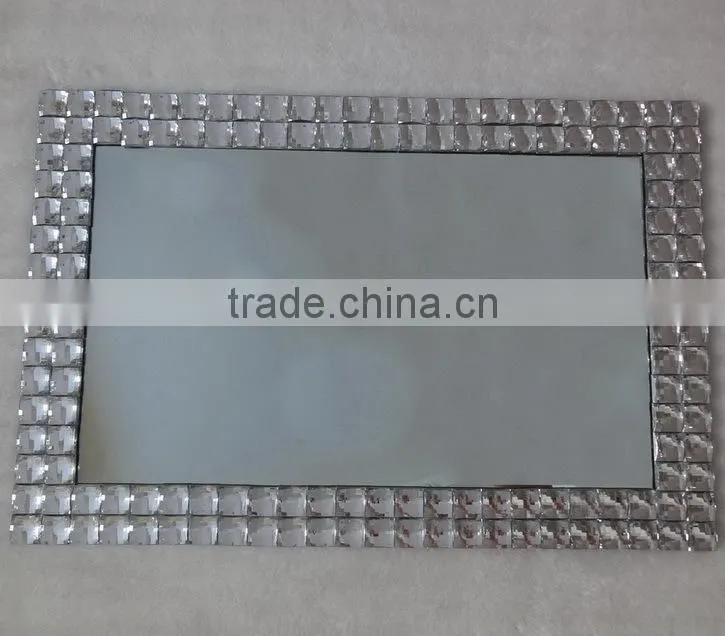 frameless round acrylic beaded wall mirror for home decoration
