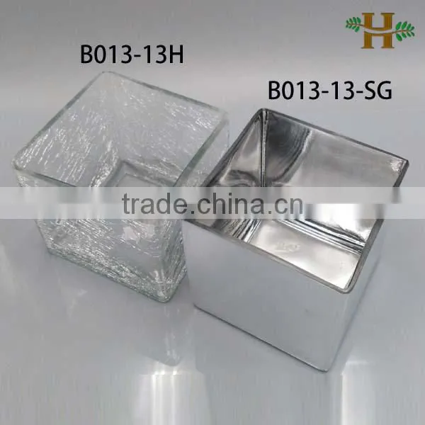 Handmade Cubic Crackled Square Vase, Square Candle Holder