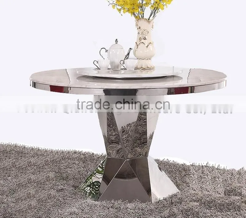 European style 6 seaters stainless steel round dining table