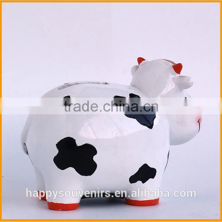 Lovely cheap resin cow piggy coin bank for kids