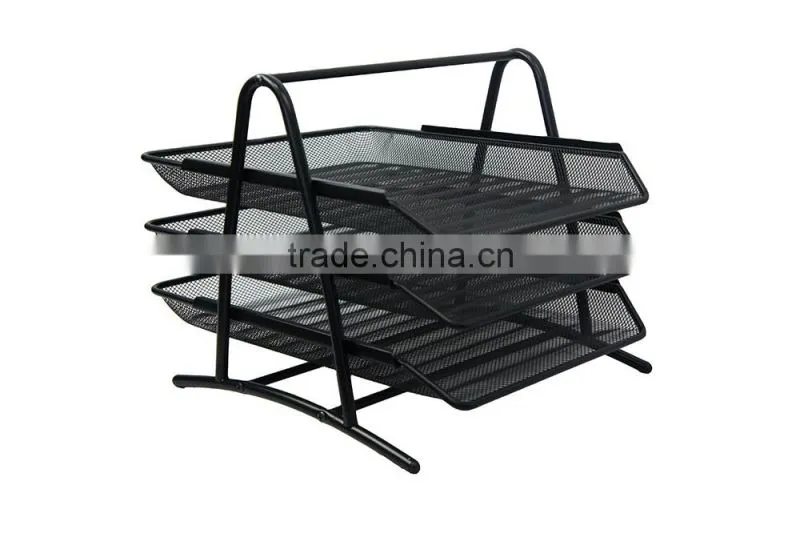 3 Layers Stacking Metal Mesh Desk Organizer File Tray