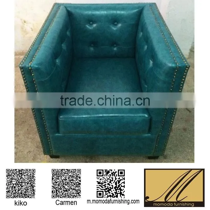 cheap PU coffee shop sofa chair luxury antique beauty shop foot spa massage furniture wing chair with stool
