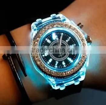 high quality free sample unisex led light watch colorful silicone strap wristwatch