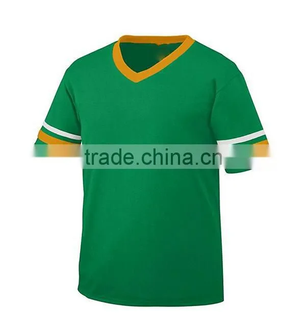 Sports Jersey Summer Cool Men Tee Cotton Sportswear Knit Contrast Two Tone Stripe Sleeve T Shirt Football Jersey New Model