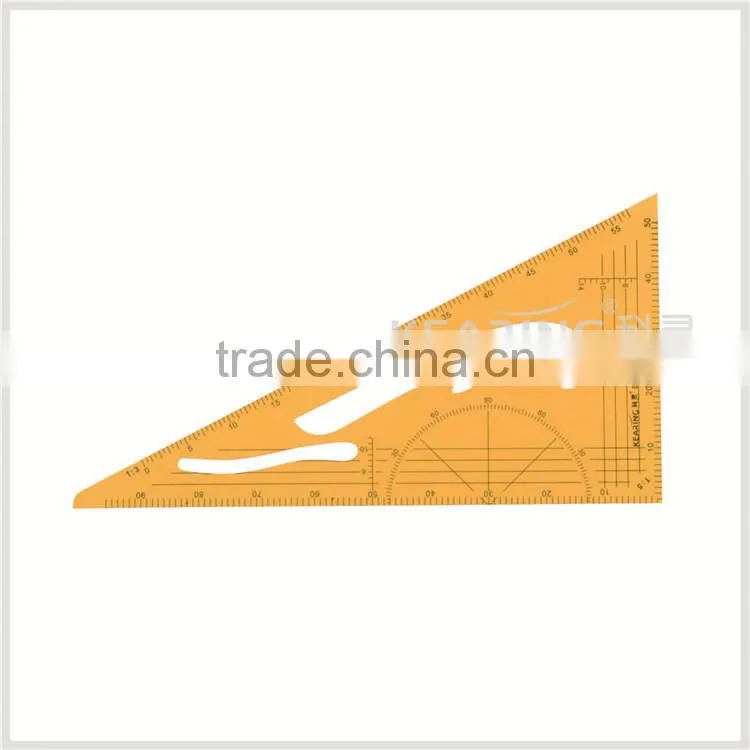 Kearing brang, 1/3 &1/4 size platic triangle ruler, with protractor normal printed on ruler surface, economical pirce #8535B