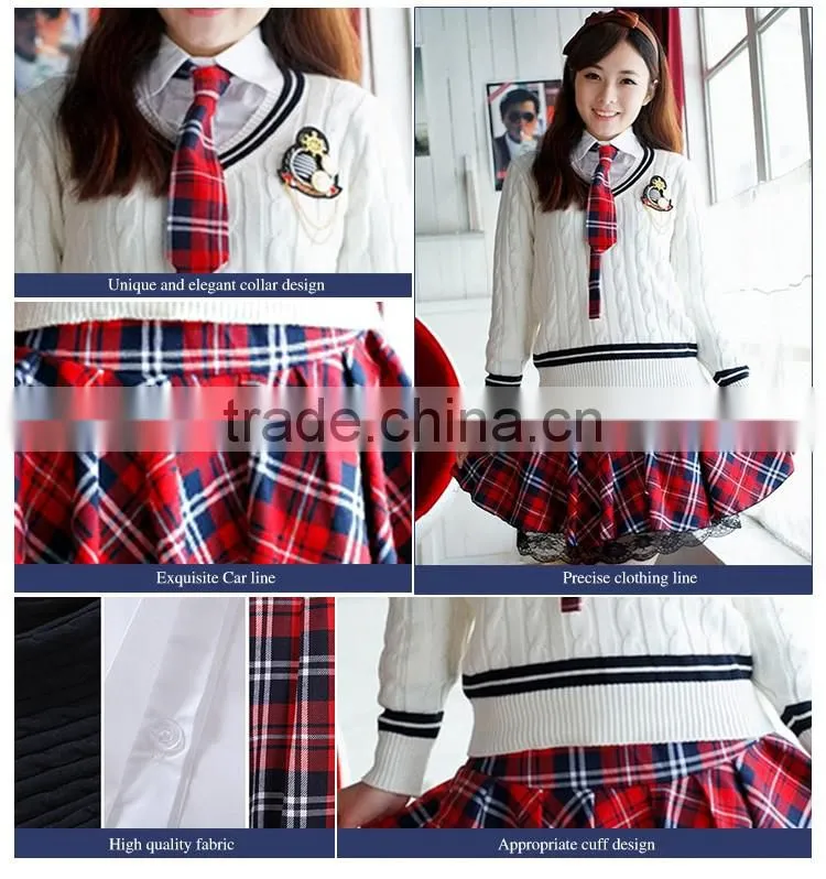 2016 Girls Sweater And Short Skirt For High School Uniform Designs