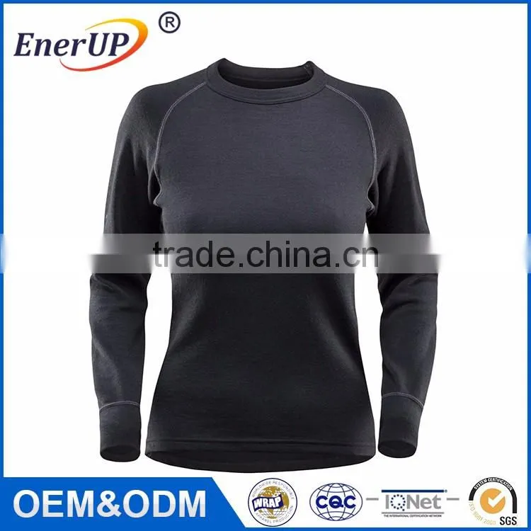 Fashion Apparel Woman 100% Merino Wool Antibacterial Long Sleeve T-shirt thermal cloth