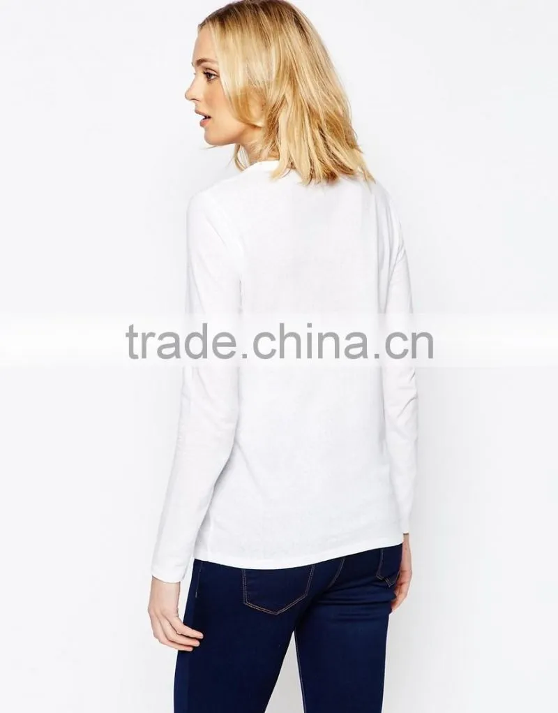 100% cotton long sleeve fashion knitted fabric o neck maternity top clothes